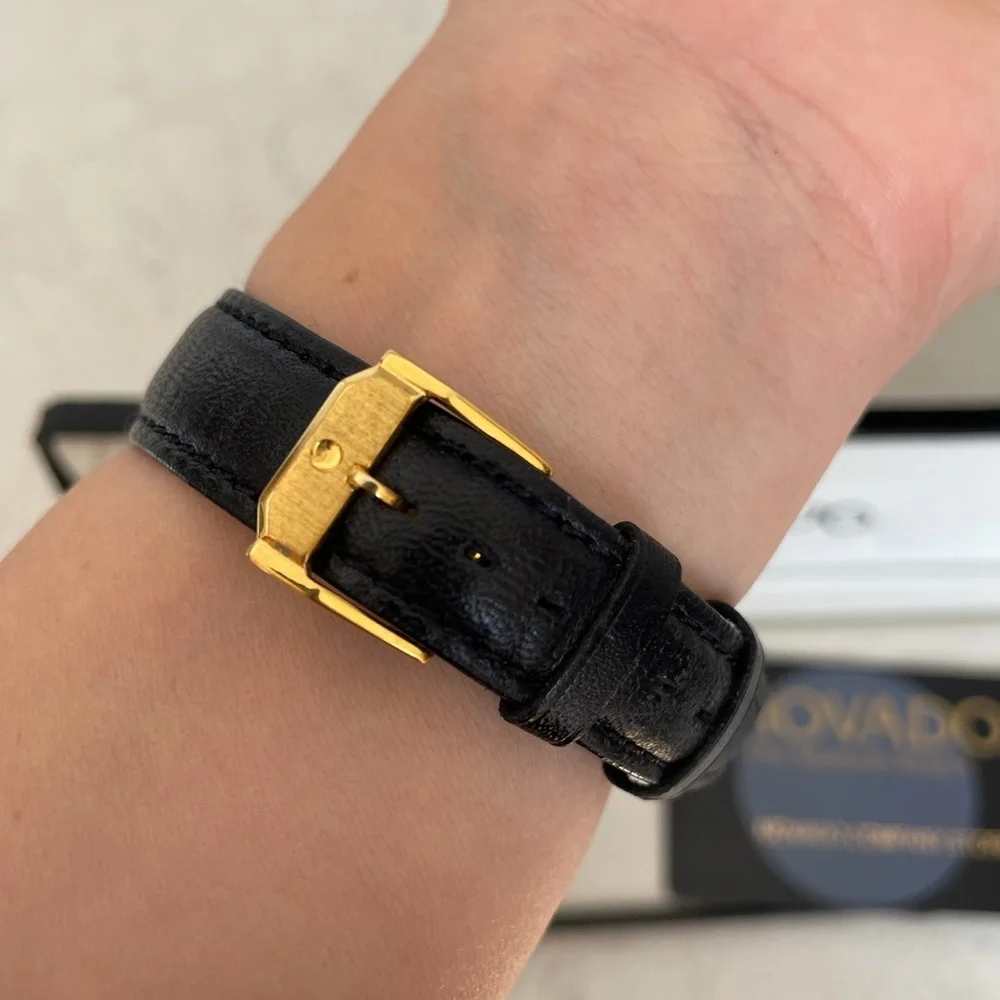 MOVADO The Museum Watch black leather & gold accents excellent condition! - Picture 2 of 10